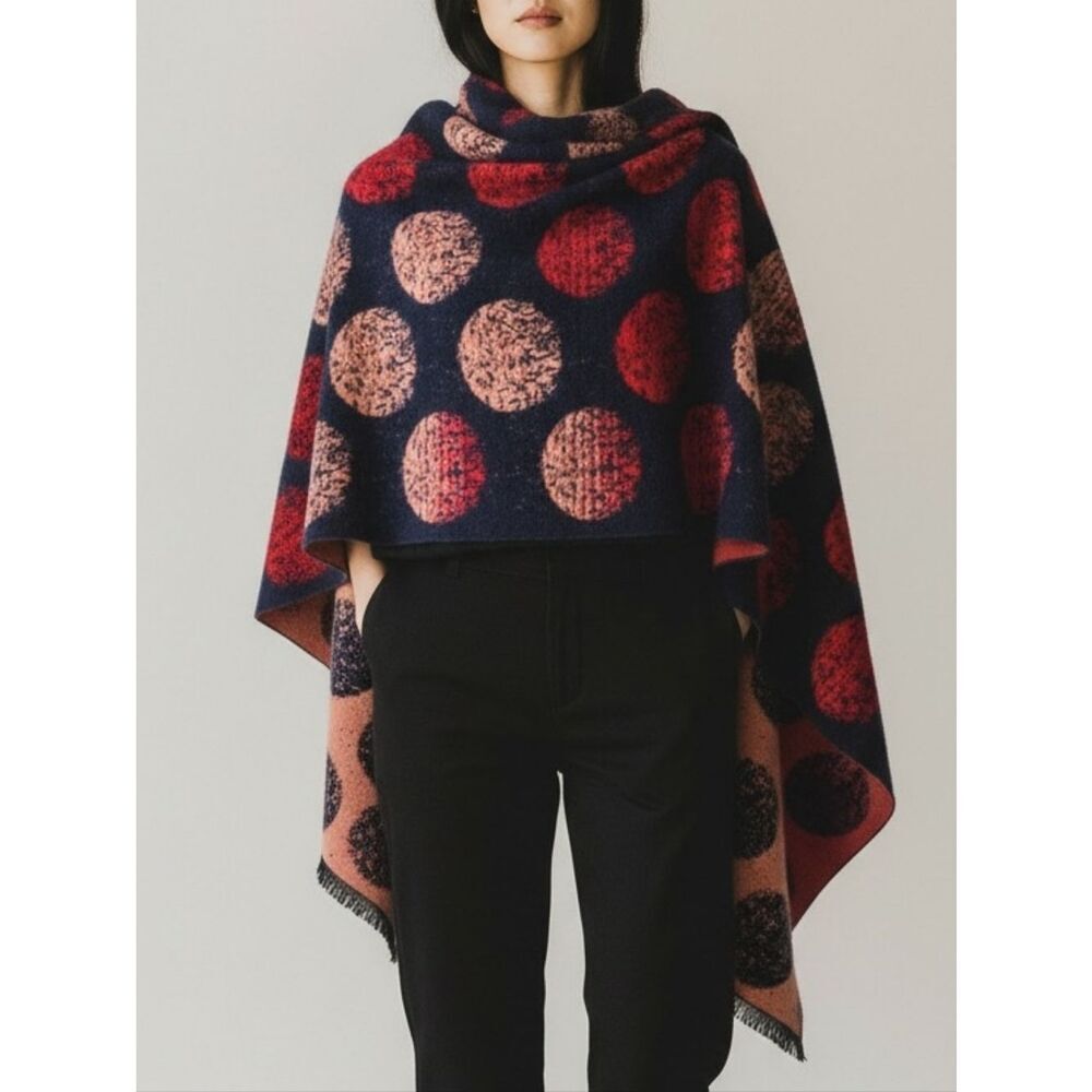 Gradient Moons Soft Scarf in Red Blush and Navy
